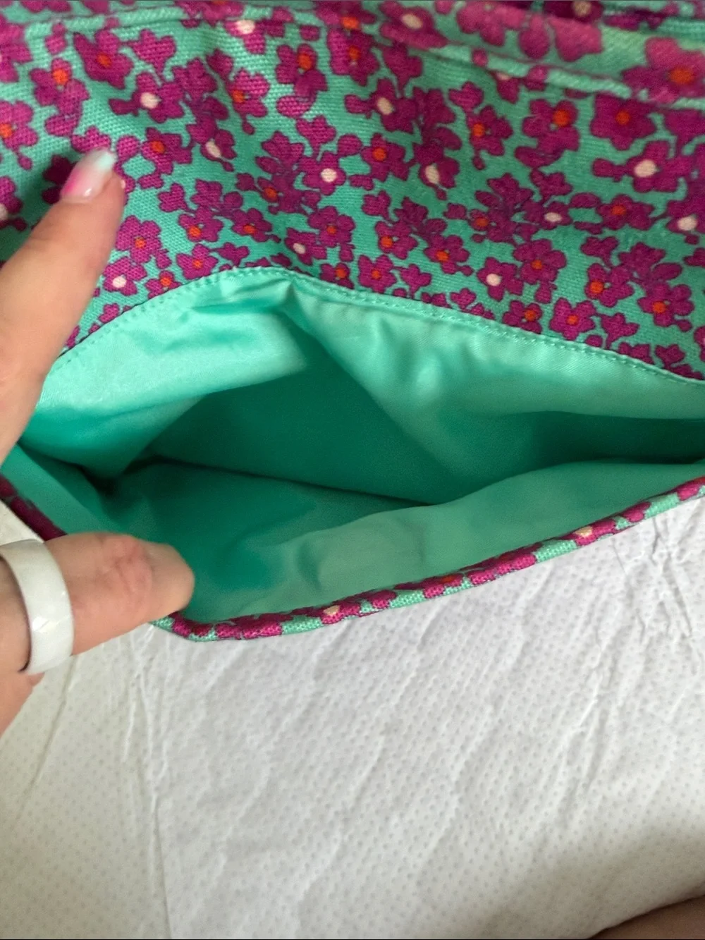 Vera Bradley Bright Magenta Floral Crossbody with Teal Accents